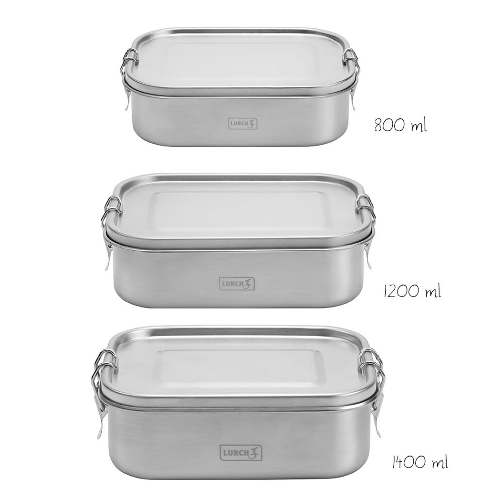 קופסת אוכל מנירוסטה בעיצוב רטרו, נפחים 800 / 1200 / 1400 מ"ל – LURCH