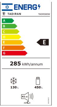 מקרר תדיראן 580 ליטר עם מדחס INVERTER לחיסכון בחשמל ושקט מרבי – תמונה 3