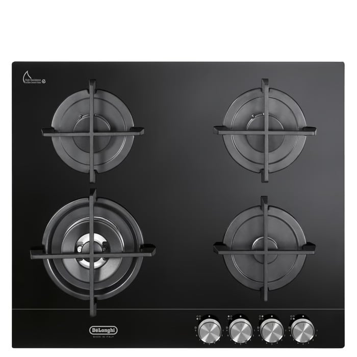 כיריים גז DELONGHI DGH4160GN עם משטח זכוכית קרמית עמידה וחיישני בטיחות