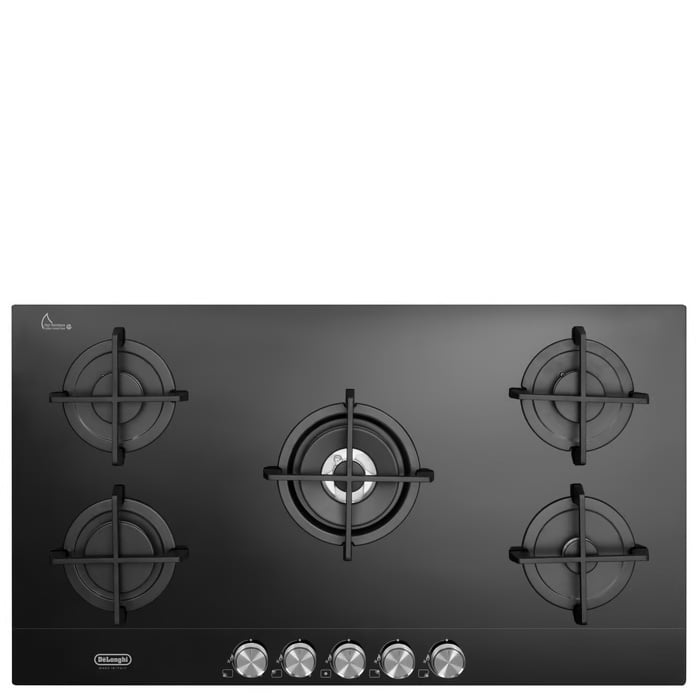 כיריים גז זכוכית DELONGHI עם משטח קרמי וחצובות ברזל, דגם DGH4190GN