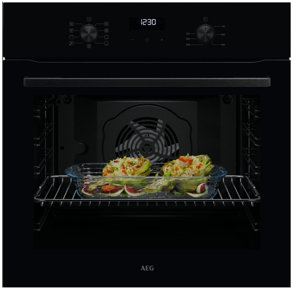 תנור אפייה בילד אין AEG ABU51229B שחור עם תא טורבו ונפח 71 ליטר