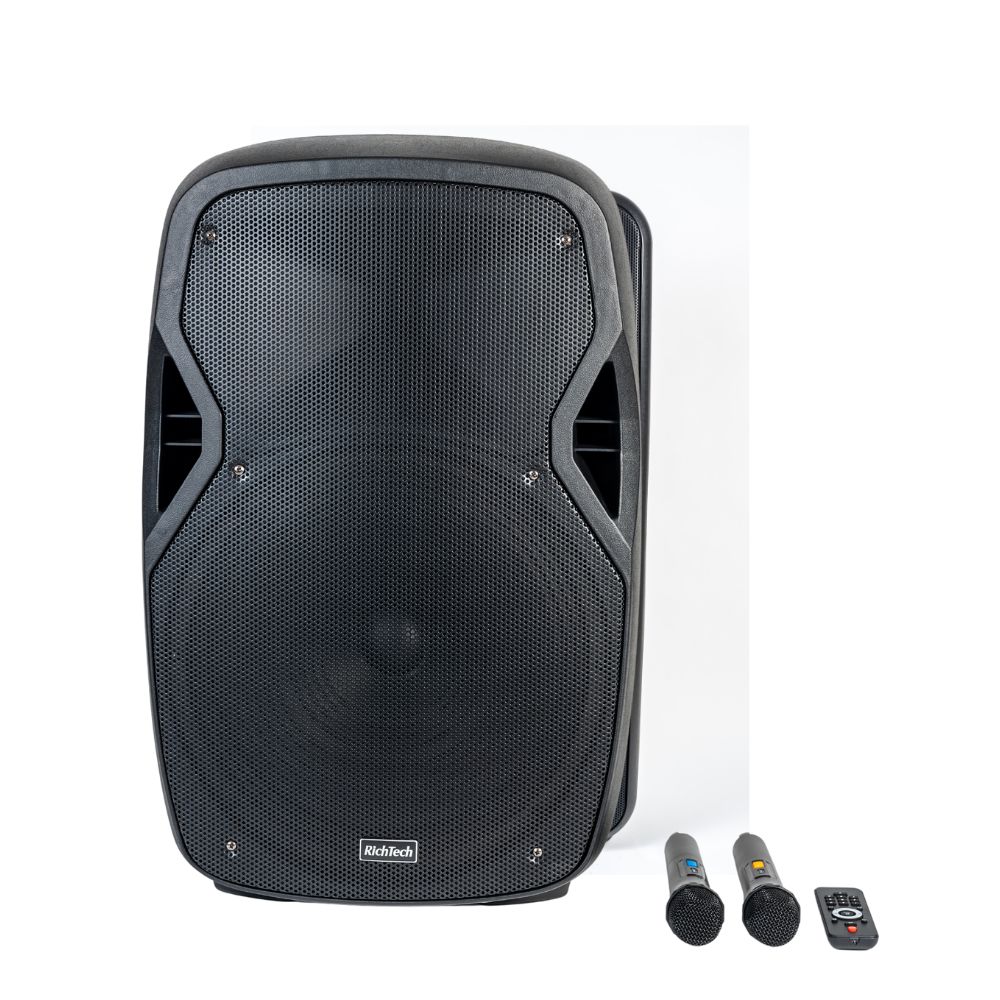 בידורית קריוקי נטענת 12 אינץ' RichTech STUDIO עם מיקרופונים אלחוטיים - קונקטור – תמונה 2