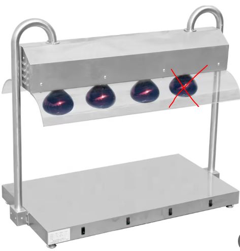 עמדת חימום חשמלית 3 נורות במידות 78X50X87 - ללא חימום תחתון
