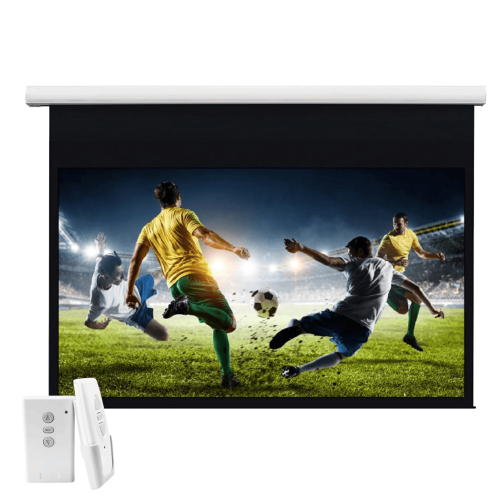 מסך הקרנה חשמלי SINOSCREEN ERF305X305 כולל שלט RF - קונקטור