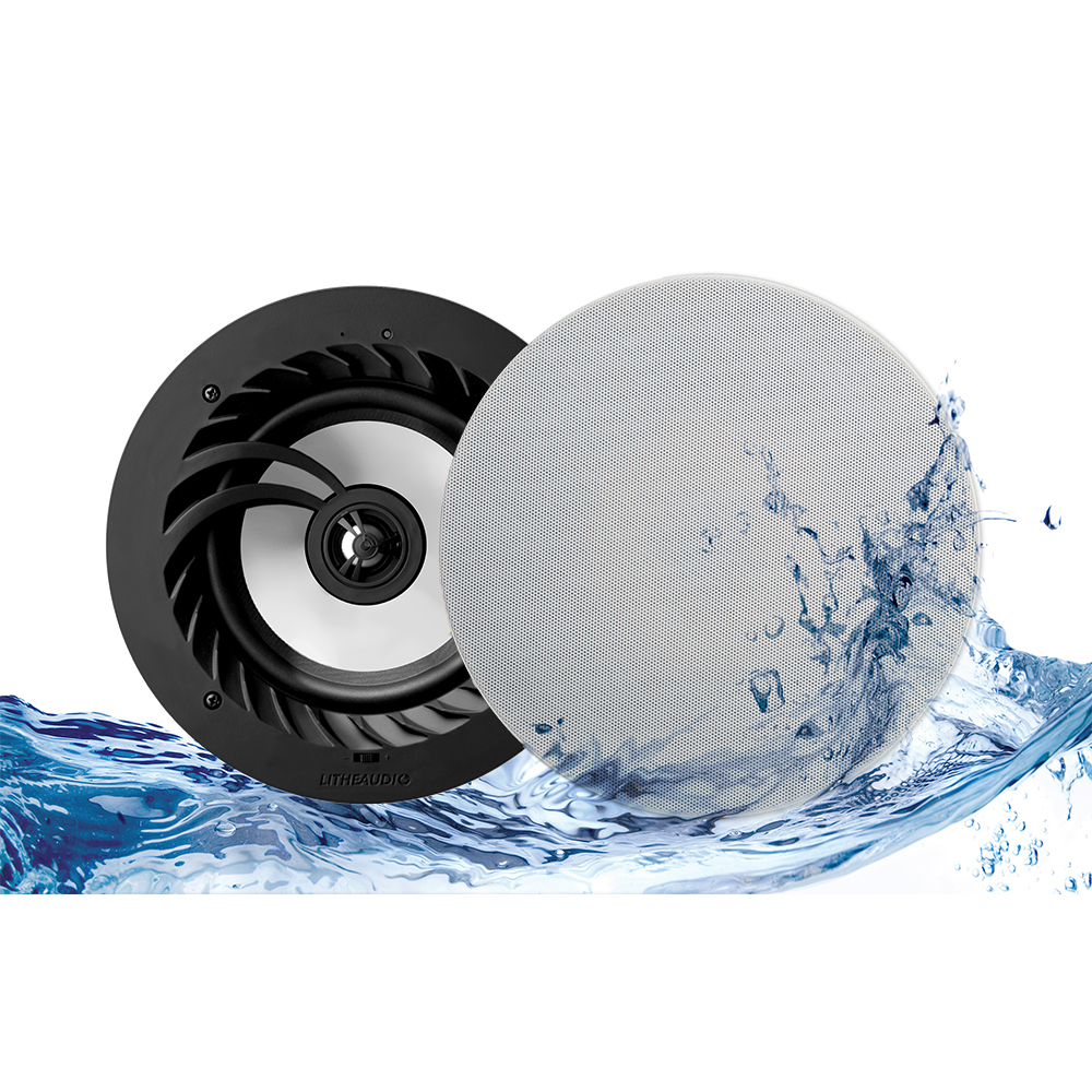 זוג רמקולים אלחוטיים Lithe Audio 6.5" עמידים במים לתקרה - קונקטור