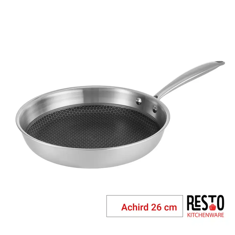 מחבת נירוסטה 26 ס"מ Resto Achird עם דוגמת כוורת עמידה - New Horizon