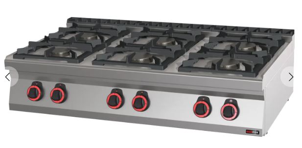 כיריים גז דלפקי 6 מבערים, ר 120, ע 70. 31KW