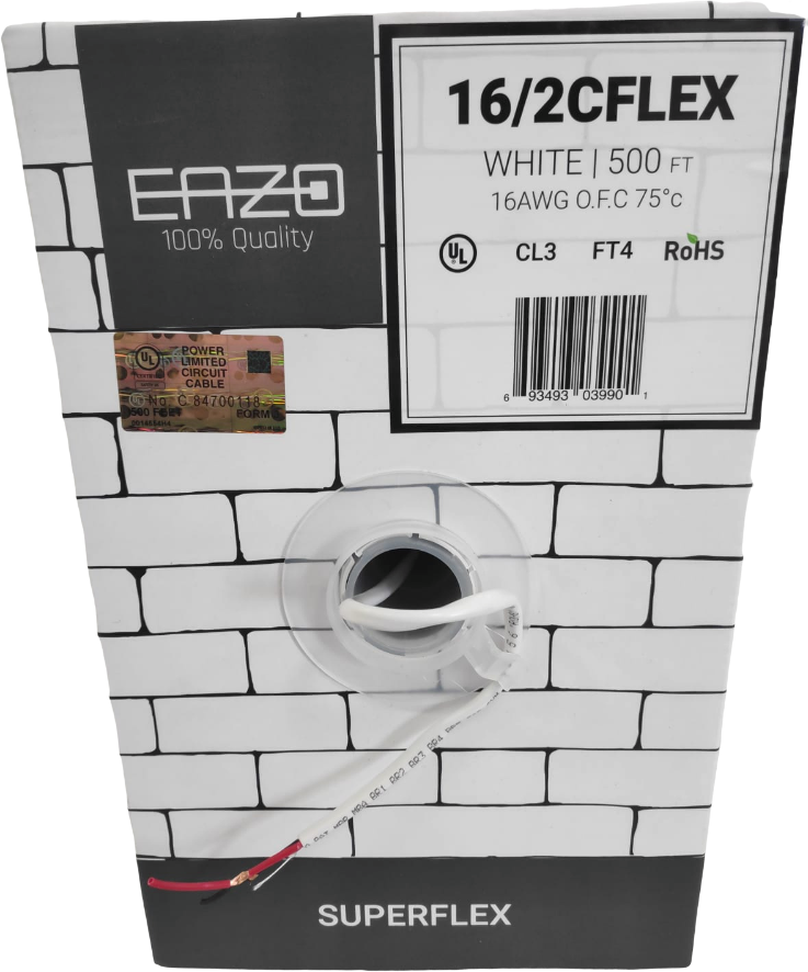 כבל רמקול דו גידי EAZO 16AWG להשחלה קלה וגמישות מעולה - קונקטור