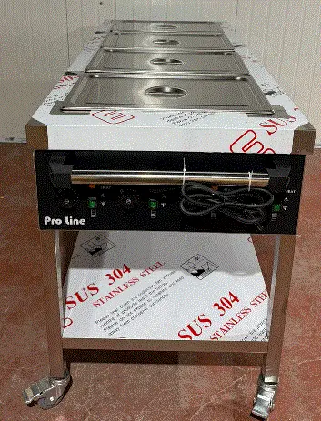 עגלת שירות ניידת בן מרי עם מערכת שליטה עצמאית לכל יחידה, כוללת 4 מגשים גסטרונום בגודל 152x66x85, מדגם PRO LINE