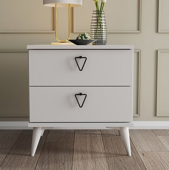 שידת לילה 2 מגירות לבן - Versa-Ce 3634 WHITE – תמונה 2