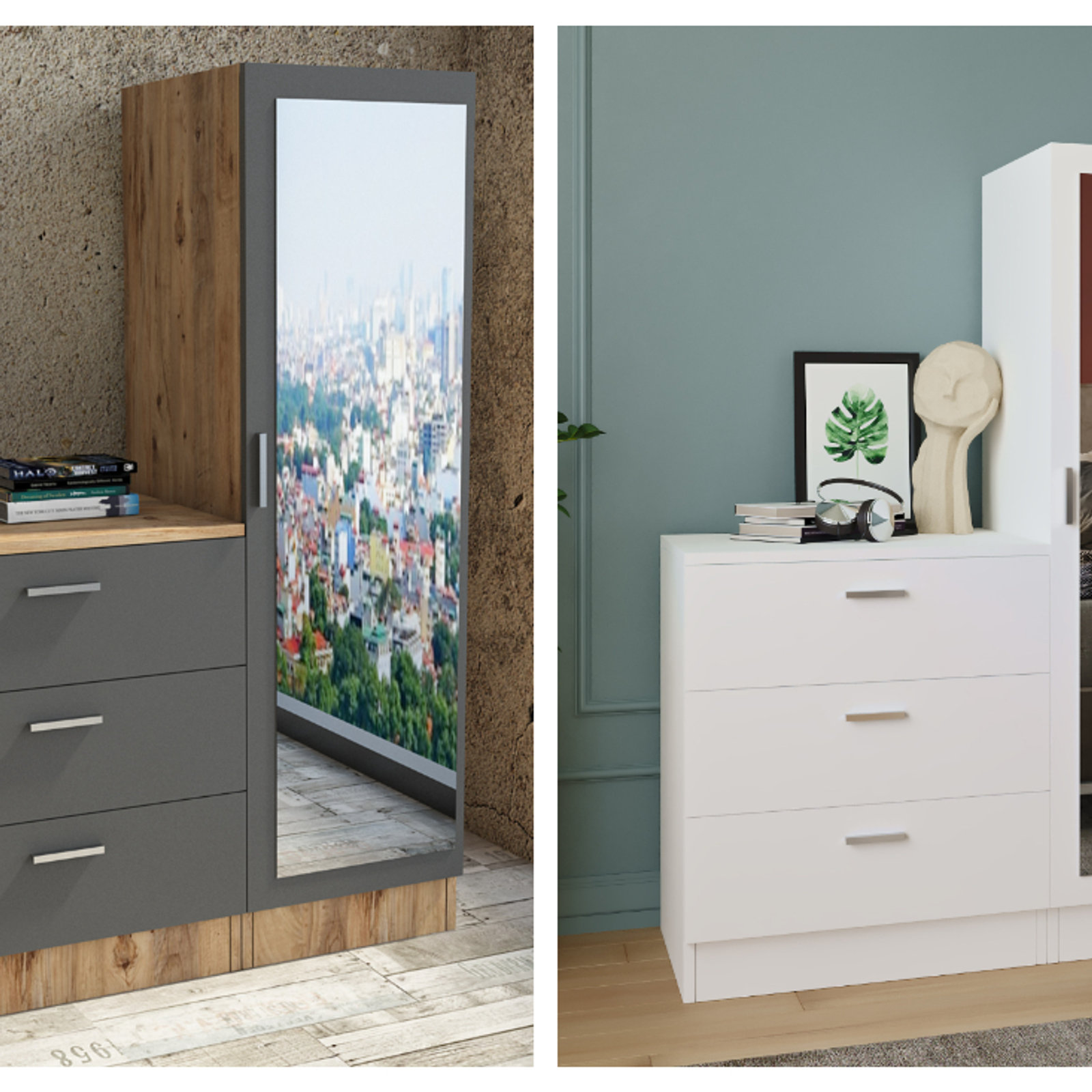 Gardo CC6-W – ארון רב תכליתי עם מראה ושידת מגירות – תמונה 7