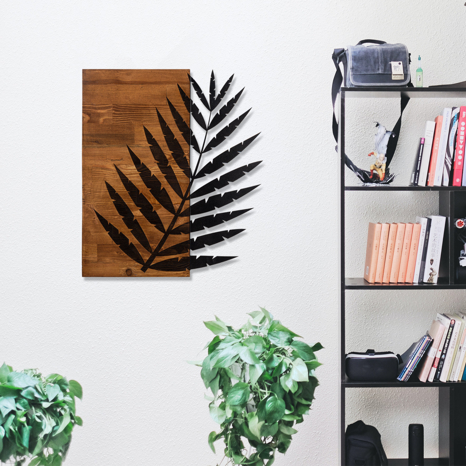 Leaf3 Metal Decor - אקססורי עץ לקיר - צבע שחור אגוז - משלוח חינם – תמונה 2
