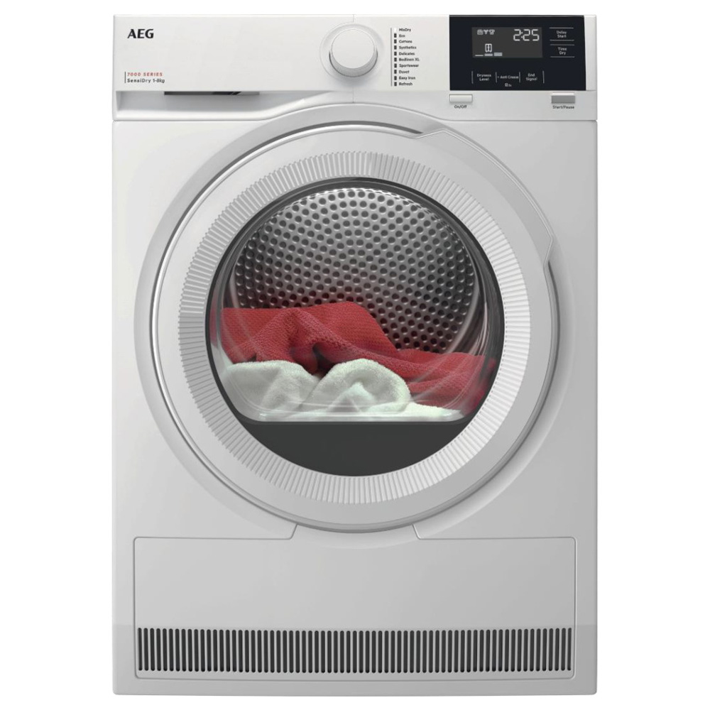 מייבש כביסה AEG T7182OBBM - 8 ק"ג עם טכנולוגיית SyncDry לחיסכון באנרגיה