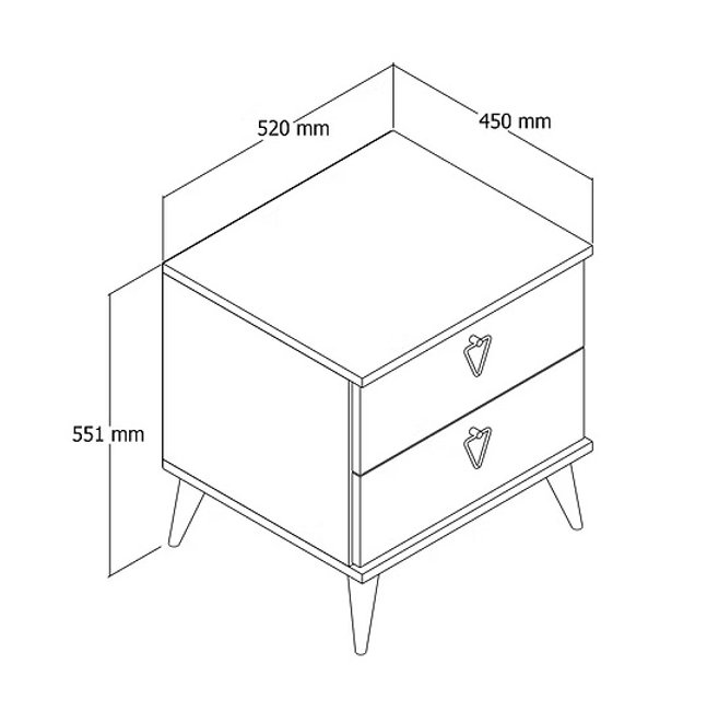 שידת לילה 2 מגירות לבן - Versa-Ce 3634 WHITE – תמונה 5