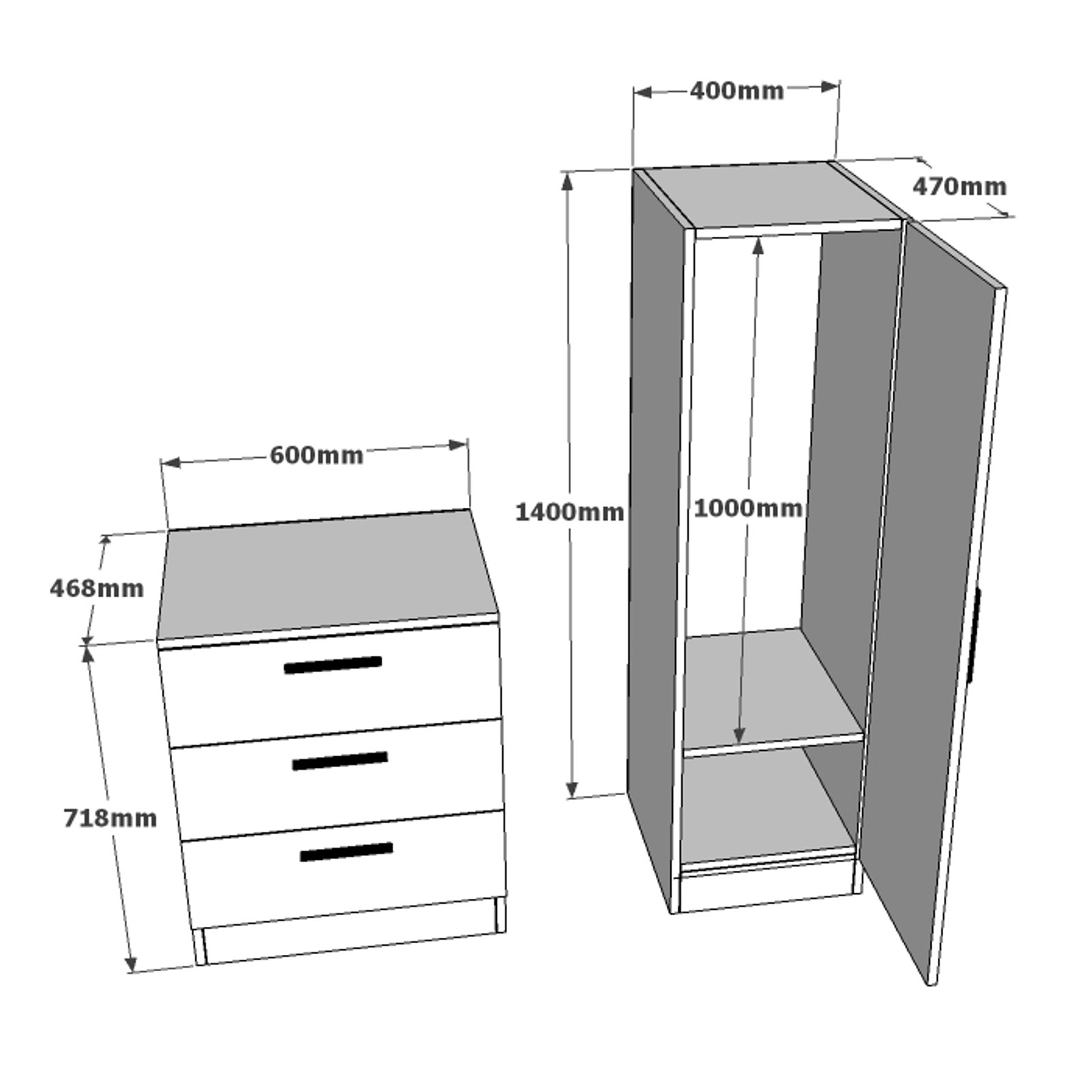 Gardo CC6-W – ארון רב תכליתי עם מראה ושידת מגירות – תמונה 5
