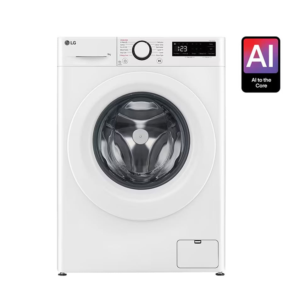 מכונת כביסה LG WF9014WW עם הנעה ישירה, קיבולת 9 ק"ג וטכנולוגיית 6MOTION
