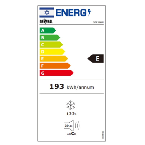מקפיא GENERAL GEF136W - 5 תאים, No Frost, בנפח 122 ליטר! – תמונה 3