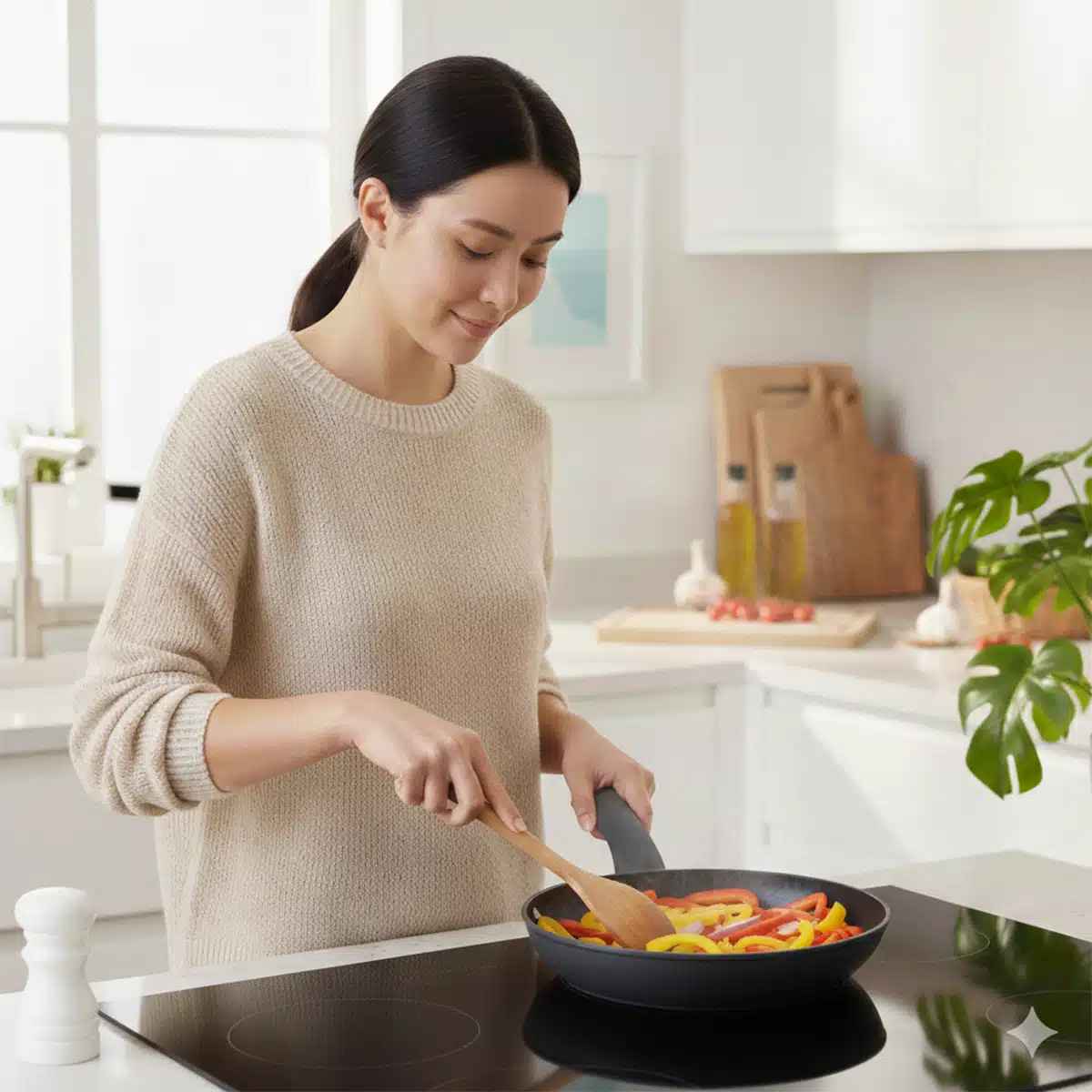 מחבת נון סטיק קרמית 24 ס"מ Cas Resto איכותית ומתאימה לכל כיריים - New Horizon – תמונה 2