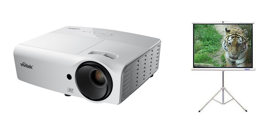 השכרת מקרן HD ומסך הקרנה על חצובה CAESAR RENTPROJETORSCREEN