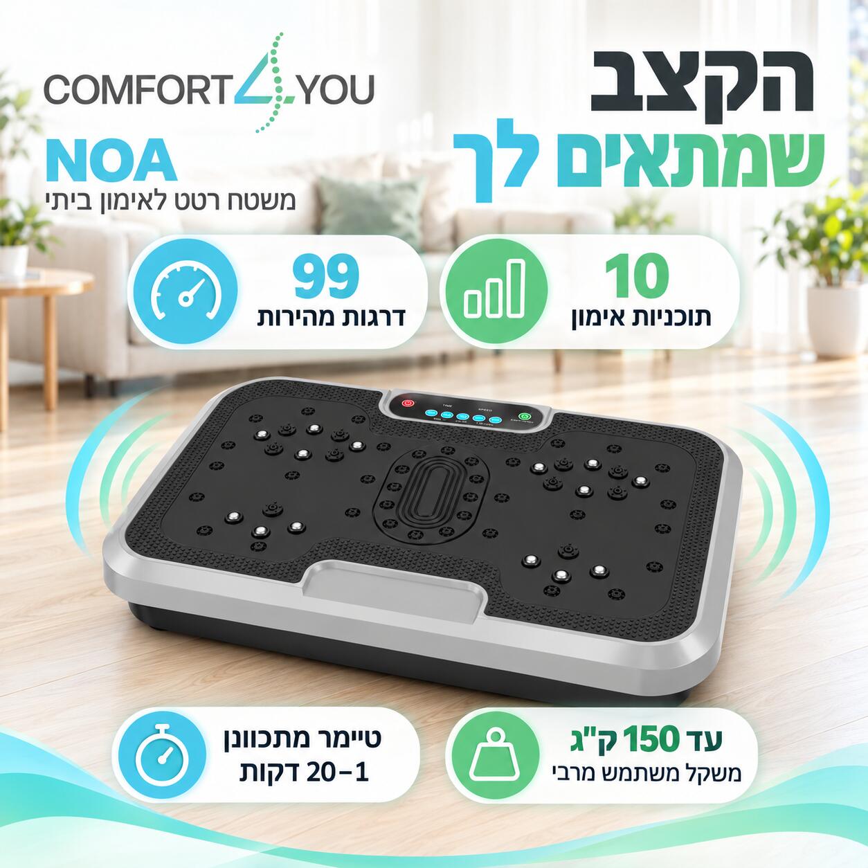 מתקן לחיטוב ועיסוי רוטט COMFORT4U דגם NOA – תמונה 4