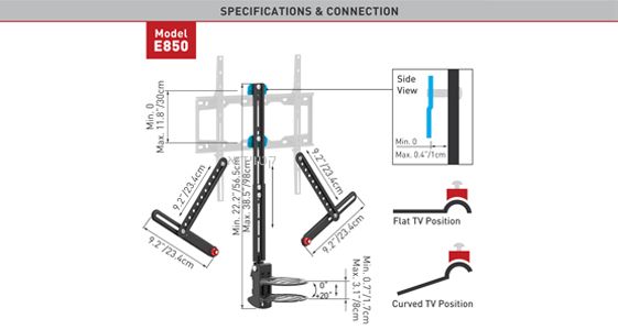 מדף לאודיו וידיאו מתלבש על זרוע BARKAN E850 – תמונה 4