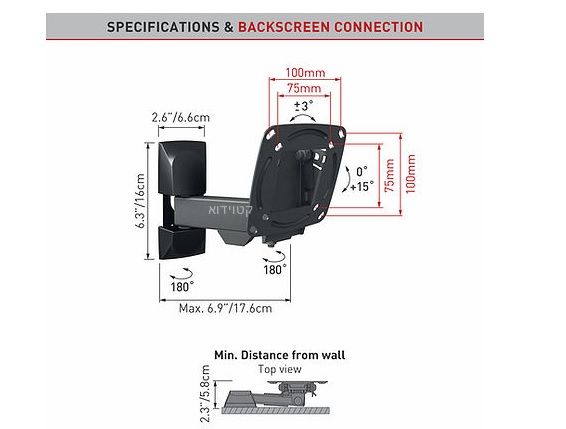 זרוע דו מפרקית למסכי LED/LCD ומסכי מחשב ברקן BI13 – תמונה 2