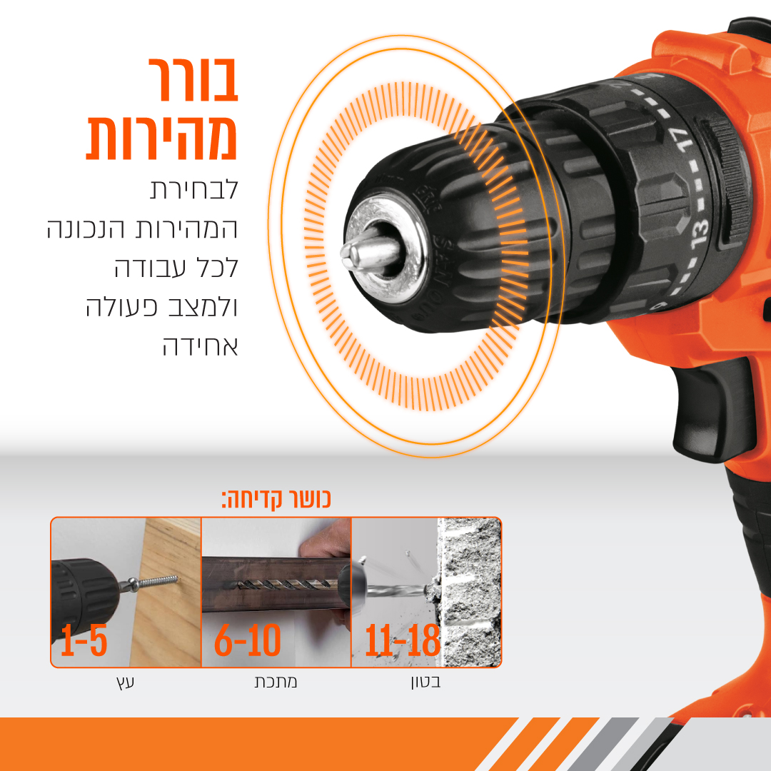 סט מברגה אימפקט נטענת PURE ENERGY DRILLX-45 עם 45 חלקים 18V – תמונה 4