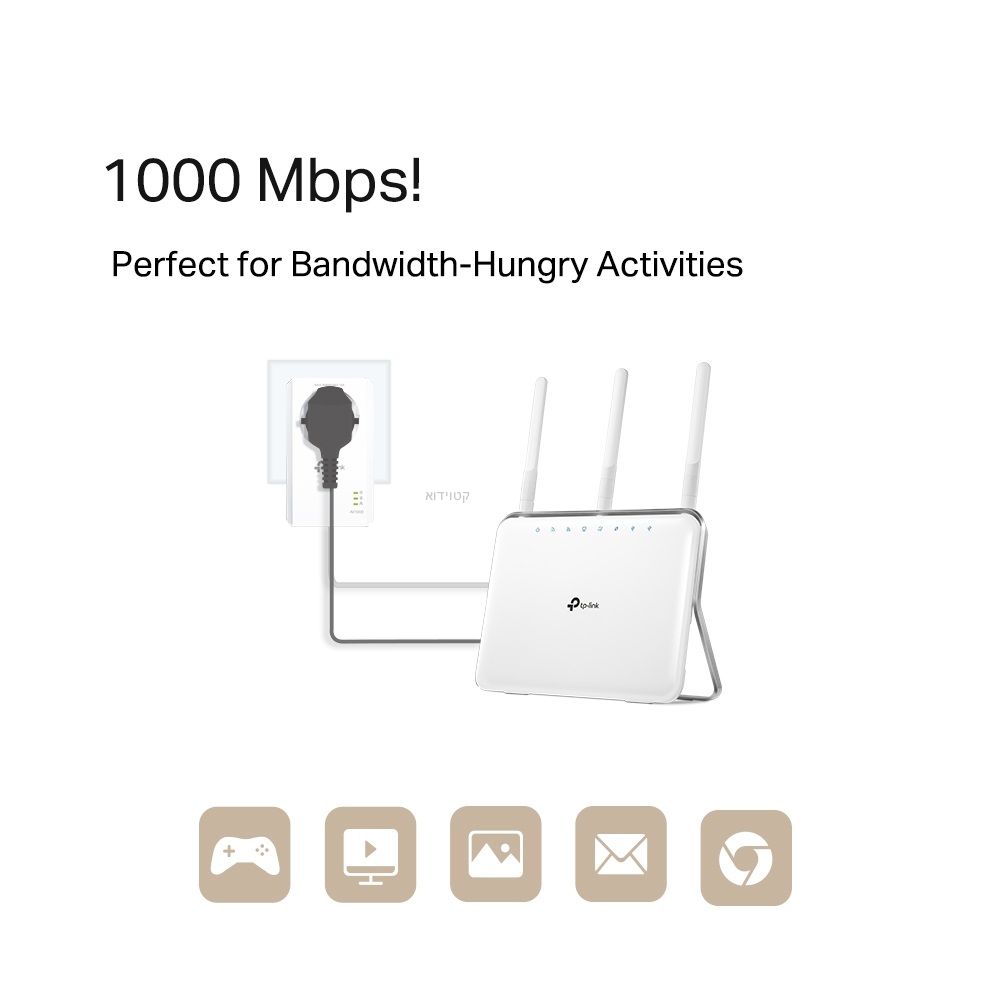 מתאם רשת על גבי רשת החשמל TP-LINK TL-PA7017P AV1000 – תמונה 3