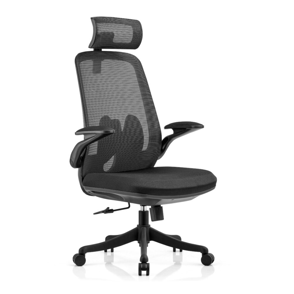 כיסא משרדי אורתופדי ופנאומטי CARBON דגם TITAN עם משענת ראש