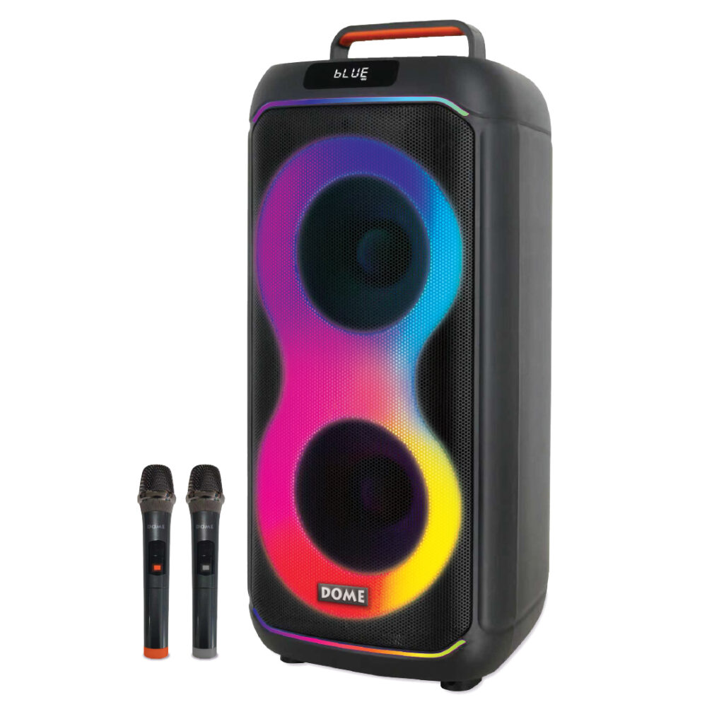 בידורית שחורה 2000W דאבל 6.5" עם מיקרופונים אלחוטיים דגם BOOMIX-62 DOME