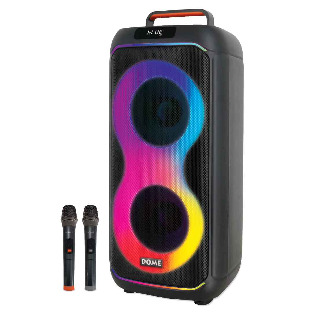 בידורית שחורה 2000W דאבל 6.5" עם מיקרופונים אלחוטיים דגם BOOMIX-62 DOME