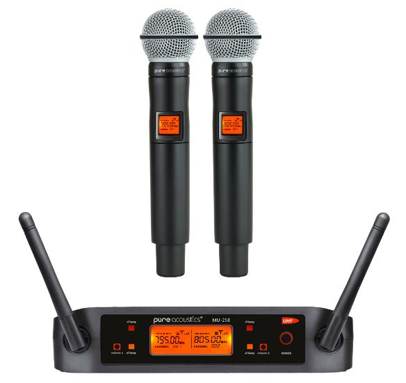 סט משדר עם זוג מיקרופונים אלחוטיים PURE ACOUSTICS MU-258