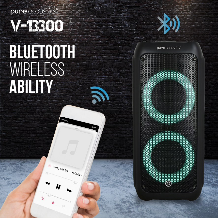 רמקול נייד PURE ACOUSTICS דגם V-13300 עם 2 מיקרופונים – תמונה 7
