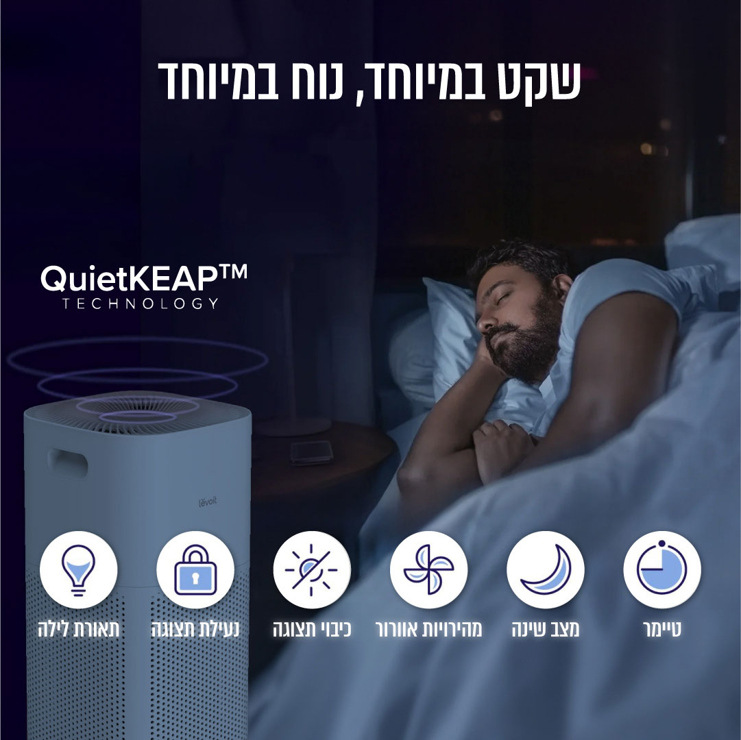מטהר אוויר חכם LEVOIT דגם LAP-C601S-WEU לבית ולמשרד – תמונה 3