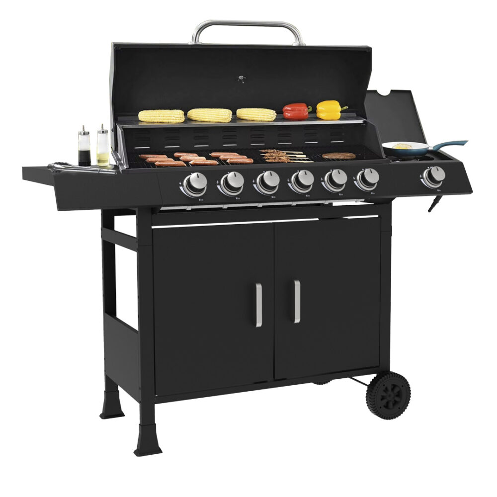 גריל גז SIRIUS LIVING דגם PARILLA-75K עם 6 מבערים וכירת צד 75,000BTU