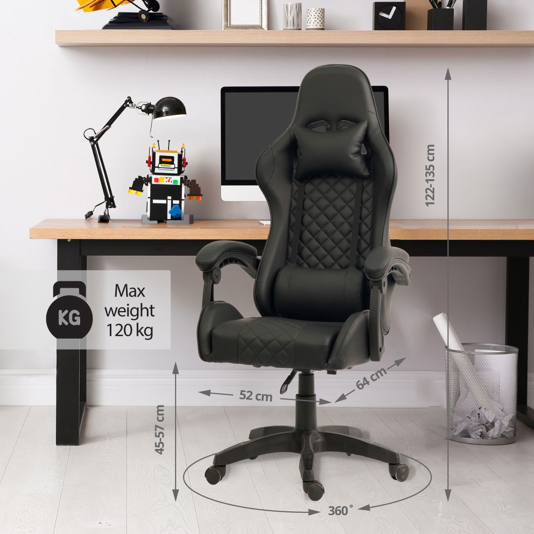 כיסא מנהלים ארגונומי עם אפשרות שכיבה 125° COMFORT4U דגם CH-38-DANI-BK – תמונה 5