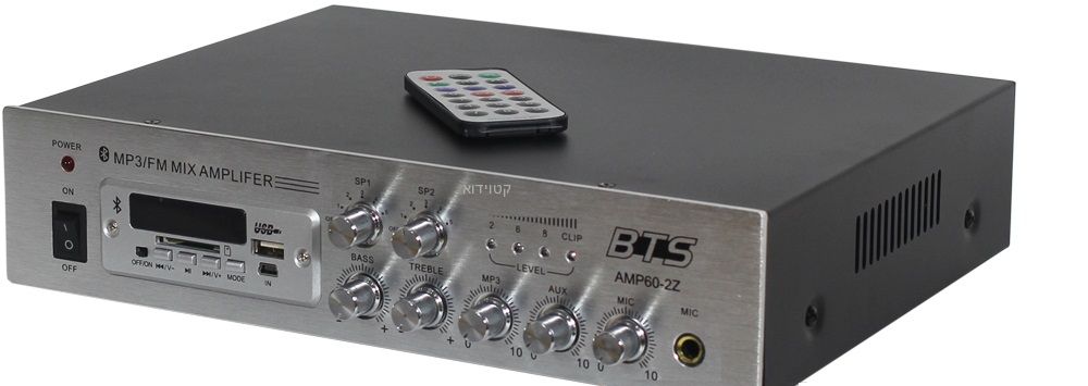 מגבר כריזה שני אזורים BTS AMP60-2Z עם BT