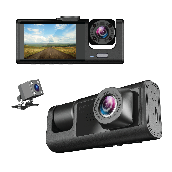 מצלמת דרך לרכב PURE CINEMA DVR-45 עם 3 עדשות צילום