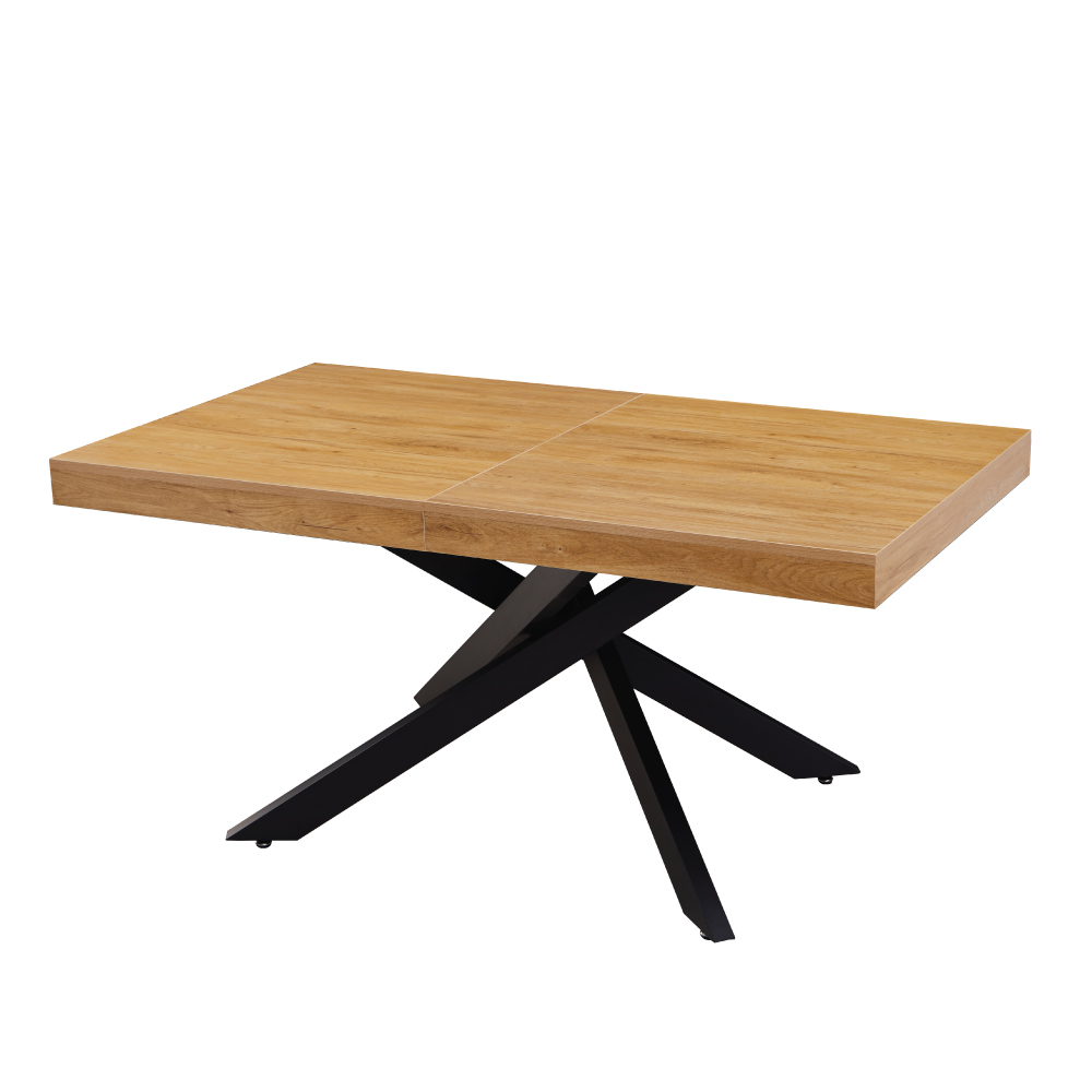 שולחן פינת אוכל נפתח 160-240 דגם אפולו Apollo עץ טבעי רגל שחורה מבית WOODY