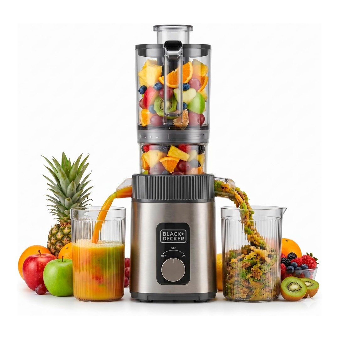 מסחטת מיצים סחיטה איטית BLACK&DECKER דגם BXJE4800E 200W – תמונה 2