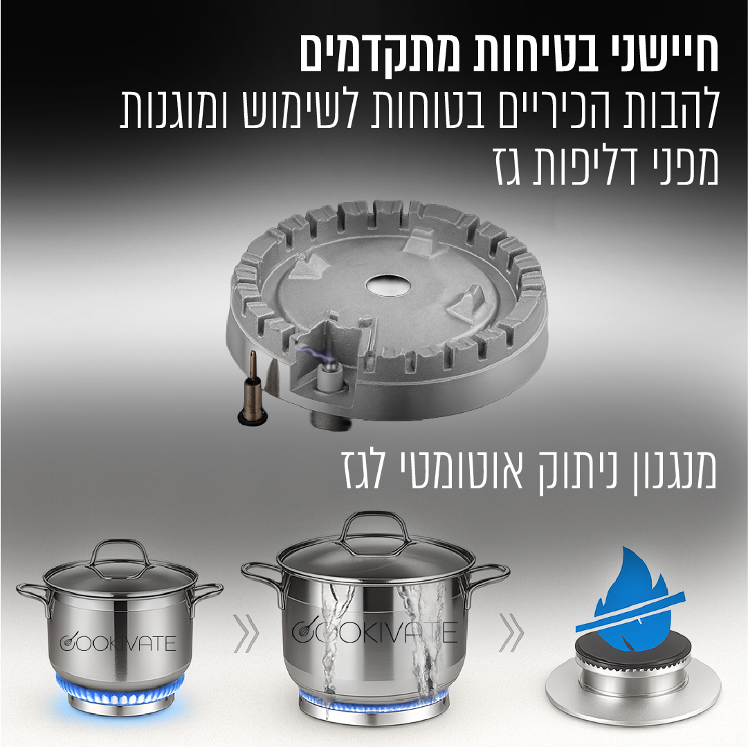כיריים גז זכוכית 4 להבות מבער SABAF COOKIVATE MULTIHOB GEN II – תמונה 6