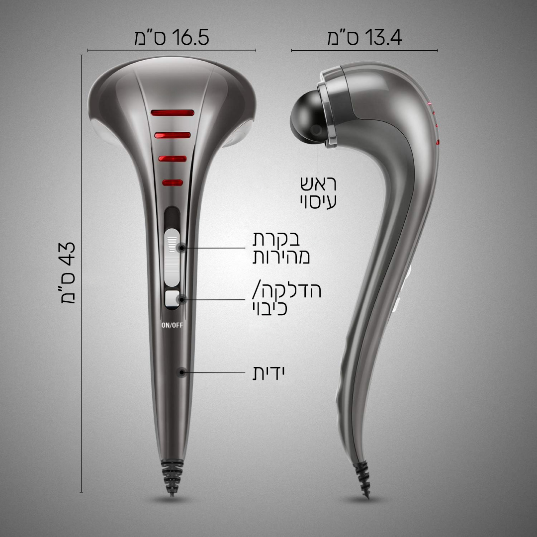 מוט עיסוי חשמלי CARBON דגם RODEX עם 3 ראשי עיסוי מתחלפים – תמונה 5