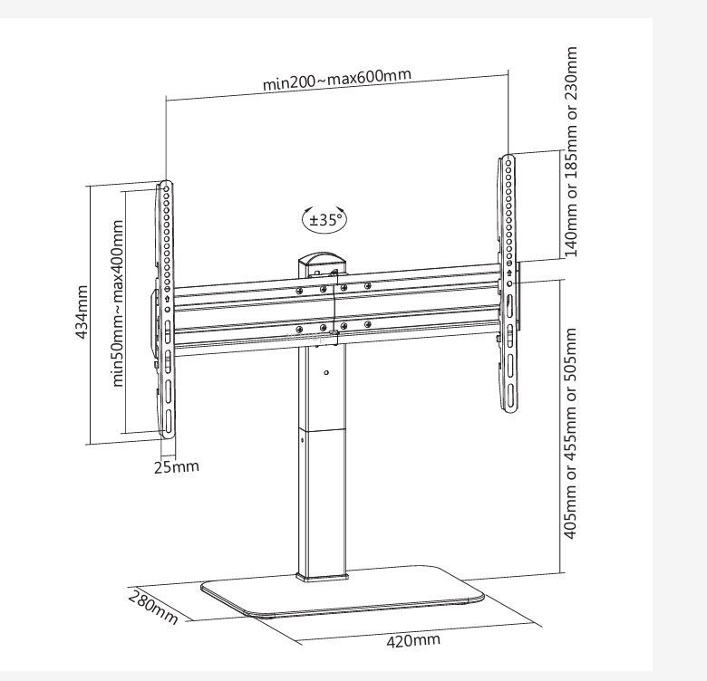 מעמד שולחני למסך Audio Line ALSTA6 מתאים ל-37"-70 70" – תמונה 5