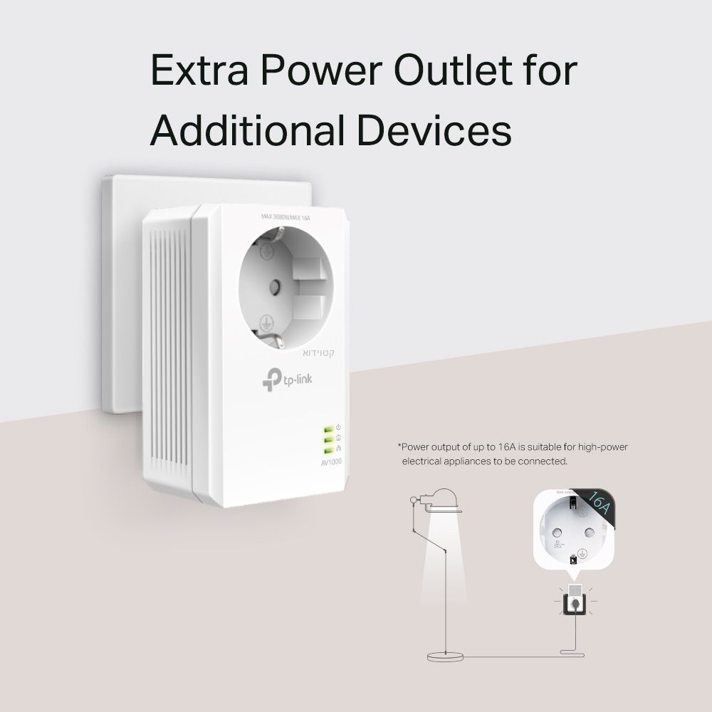 מתאם רשת על גבי רשת החשמל TP-LINK TL-PA7017P AV1000 – תמונה 4
