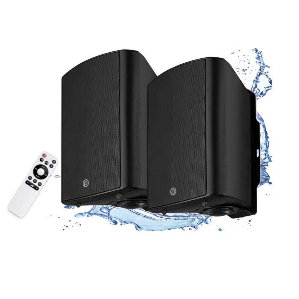 זוג רמקולים מוגברים PURE ACOUSTICS דגם OB-523-BK לשימוש חוץ