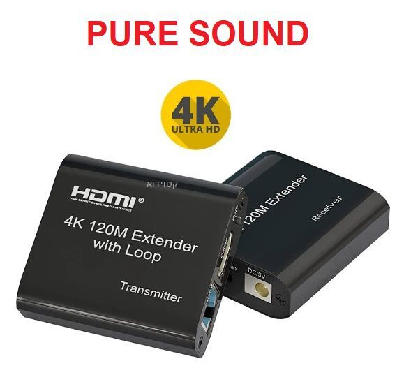 מרחיק HDMI על כבל רשת ומחלץ אודיו PURE SOUND HDMIOVERCAT4KLOOP 4K