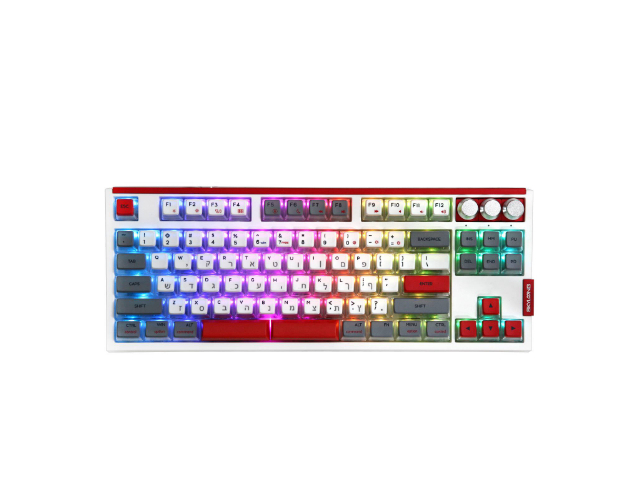 מקלדת גיימינג מכנית חוטית SKYLOONG דגם GK-87-Grey-White-Red-P