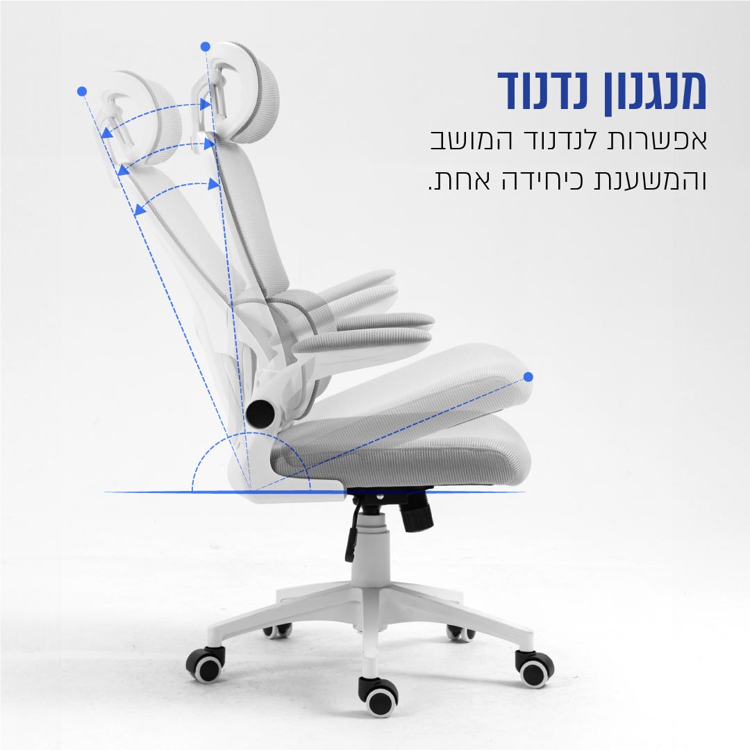 כיסא מנהל ארגונומי CARBON דגם ARCTIC-W עם גב רשת ומשענת ראש – תמונה 4