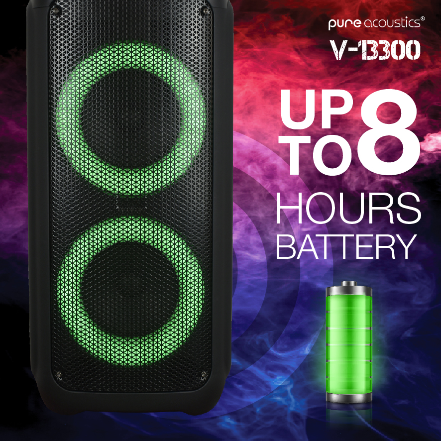 רמקול נייד PURE ACOUSTICS דגם V-13300 עם 2 מיקרופונים – תמונה 5