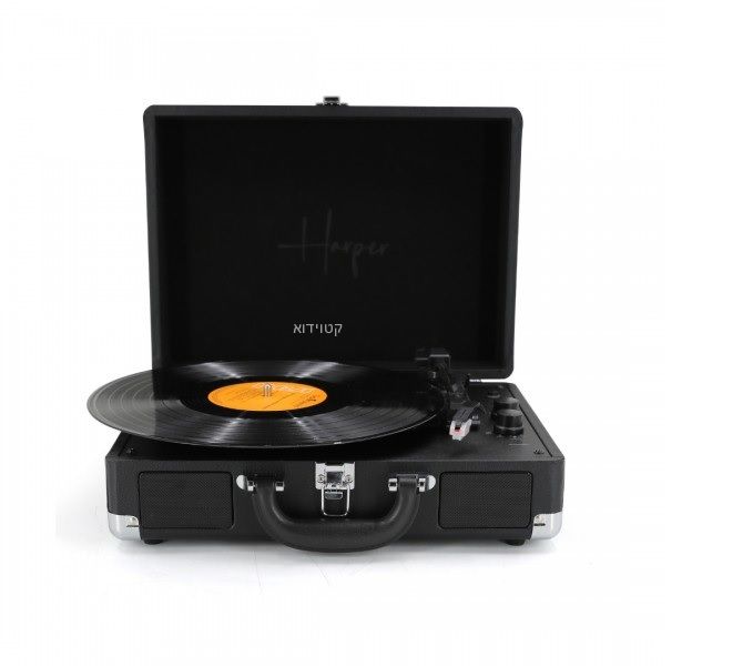 פטיפון בלוטוס שחור עם רמקולים HARPER HRT-10